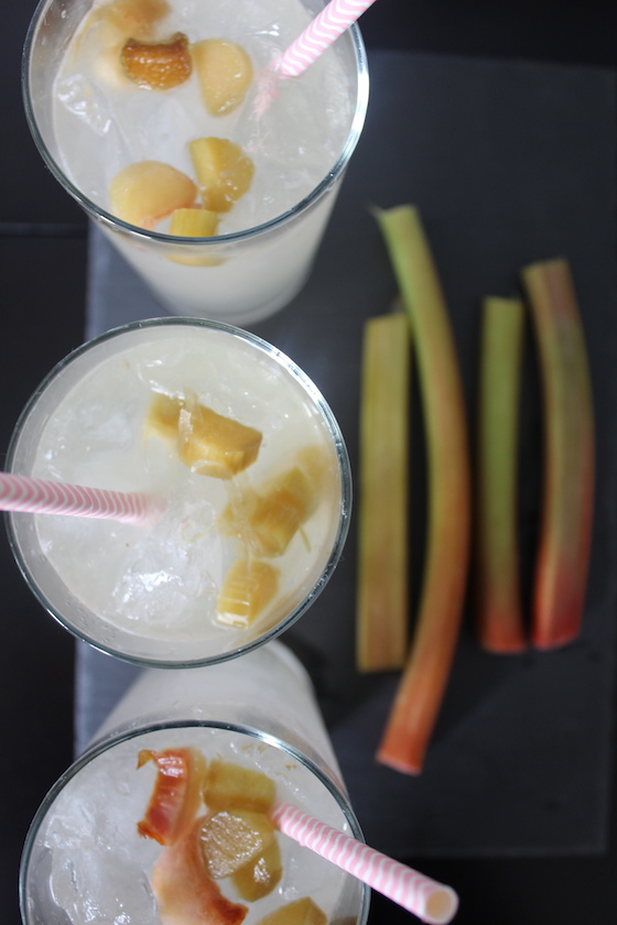 Rhubarb Lemon Spritzer + recipe | Glitter & Grace Blog #springrecipe #rhubarb #lemon #mocktail #picnicrecipe
