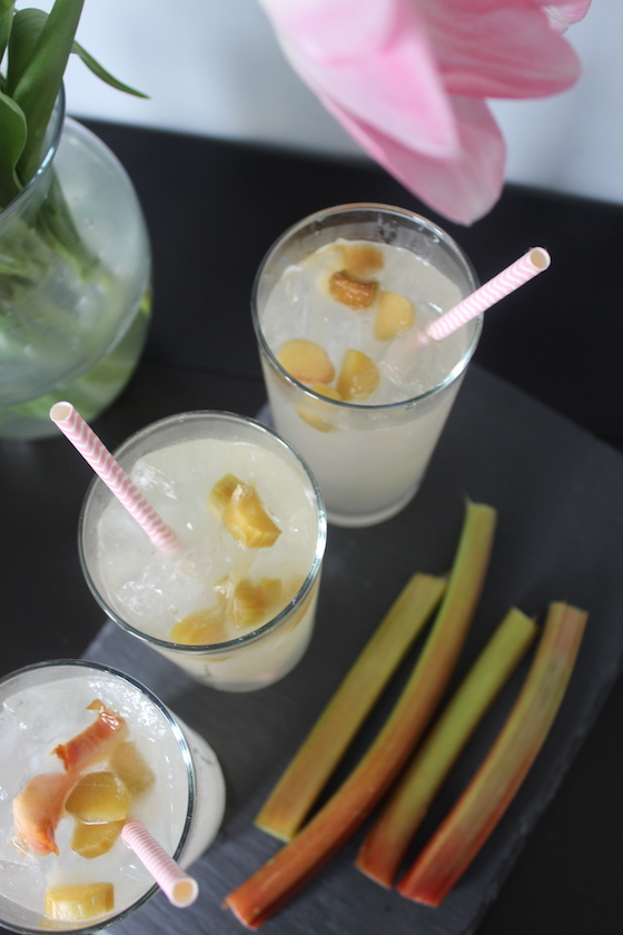 Rhubarb Lemon Spritzer + recipe | Glitter & Grace Blog #springrecipe #rhubarb #lemon #mocktail #picnicrecipe