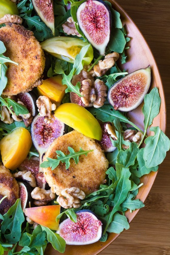 Fig and Fried Goat Cheese Salad with Nectarine Vinaigrette from The View From Great Island